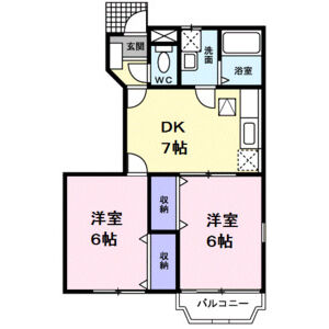 2DK 間取り図