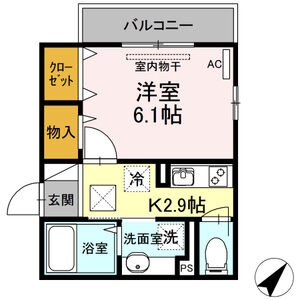 1K 間取り図