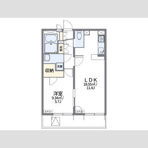 1LDK 間取り図