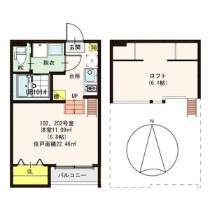 1K 間取り図