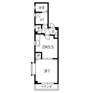 1DK 間取り図