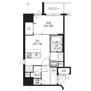 1DK 間取り図