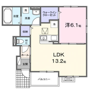 1LDK 間取り図