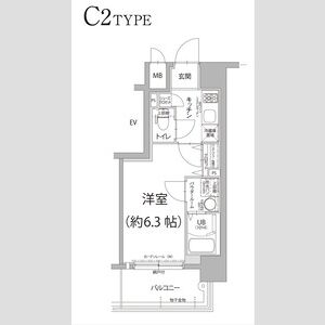 1K 間取り図
