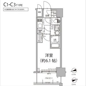 1K 間取り図