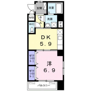 1DK 間取り図