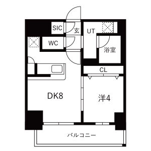 1DK 間取り図