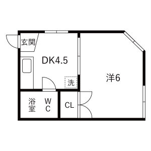 1DK 間取り図