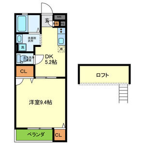 1DK 間取り図