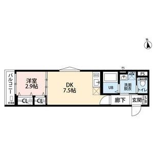 1DK 間取り図