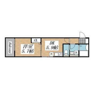 1DK 間取り図