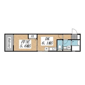 1DK 間取り図