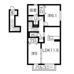 2LDK 間取り図