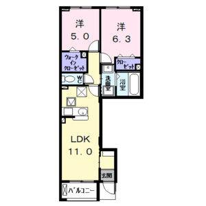 2LDK 間取り図