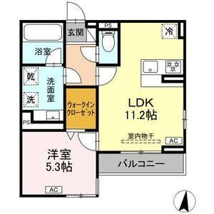 1LDK 間取り図
