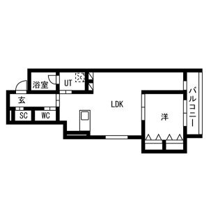 1LDK 間取り図