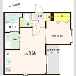 1LDK 間取り図