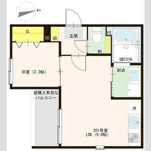 1LDK 間取り図