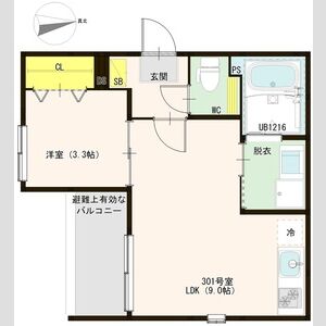 1LDK 間取り図