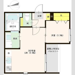 1LDK 間取り図