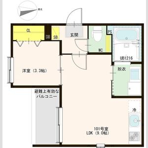 1LDK 間取り図