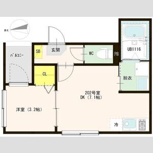 1DK 間取り図