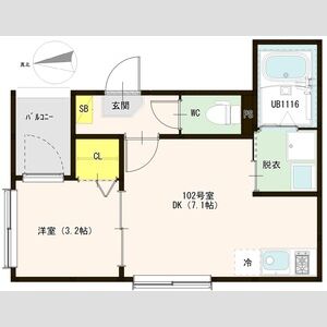 1DK 間取り図