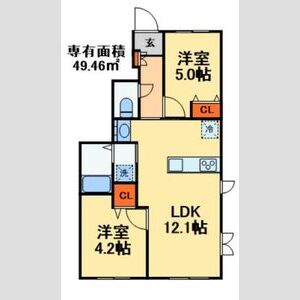 2LDK 間取り図