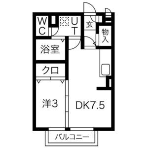 1DK 間取り図