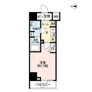 1K 間取り図