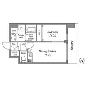 1DK 間取り図