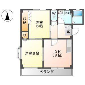 2DK 間取り図