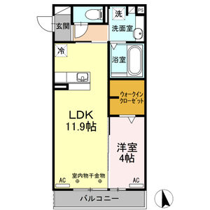 1LDK 間取り図
