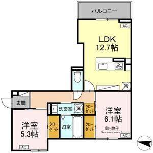 2LDK 間取り図