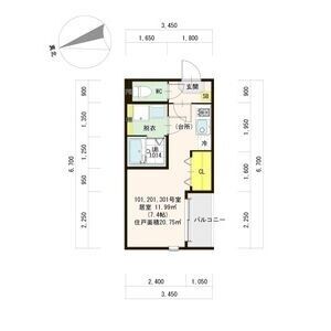 ワンルーム 間取り図