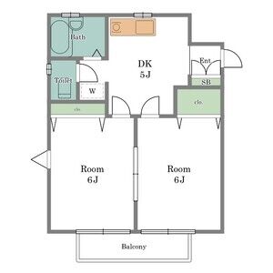 2DK 間取り図