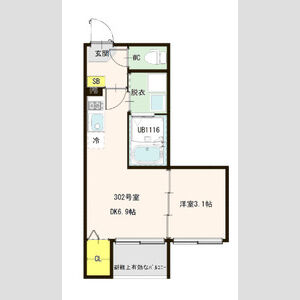 1DK 間取り図