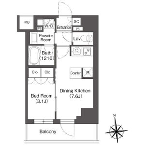 1DK 間取り図