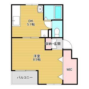 1DK 間取り図
