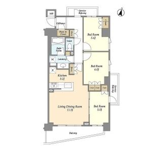 3LDK 間取り図