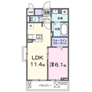 1LDK 間取り図