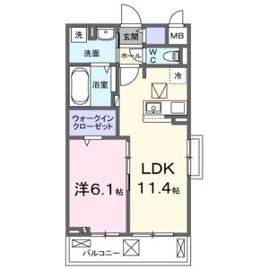 1LDK 間取り図
