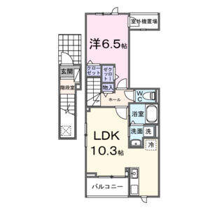 1LDK 間取り図
