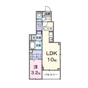 1LDK 間取り図
