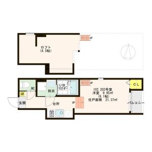 1K 間取り図