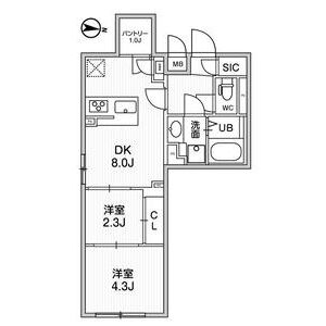 2DK 間取り図