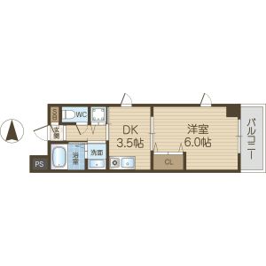 1DK 間取り図