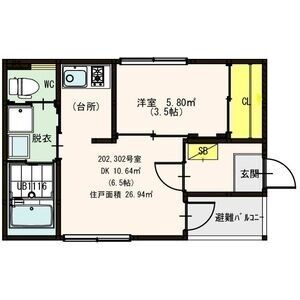1DK 間取り図