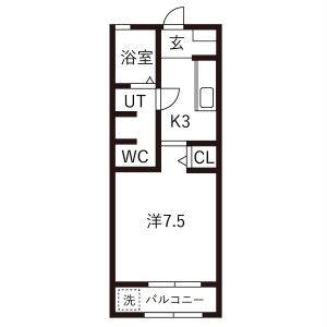 1K 間取り図