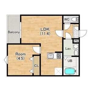 1LDK 間取り図
